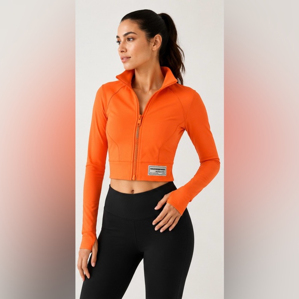 The Giving Movement Orange Active Cropped Jacket Size XS NWT